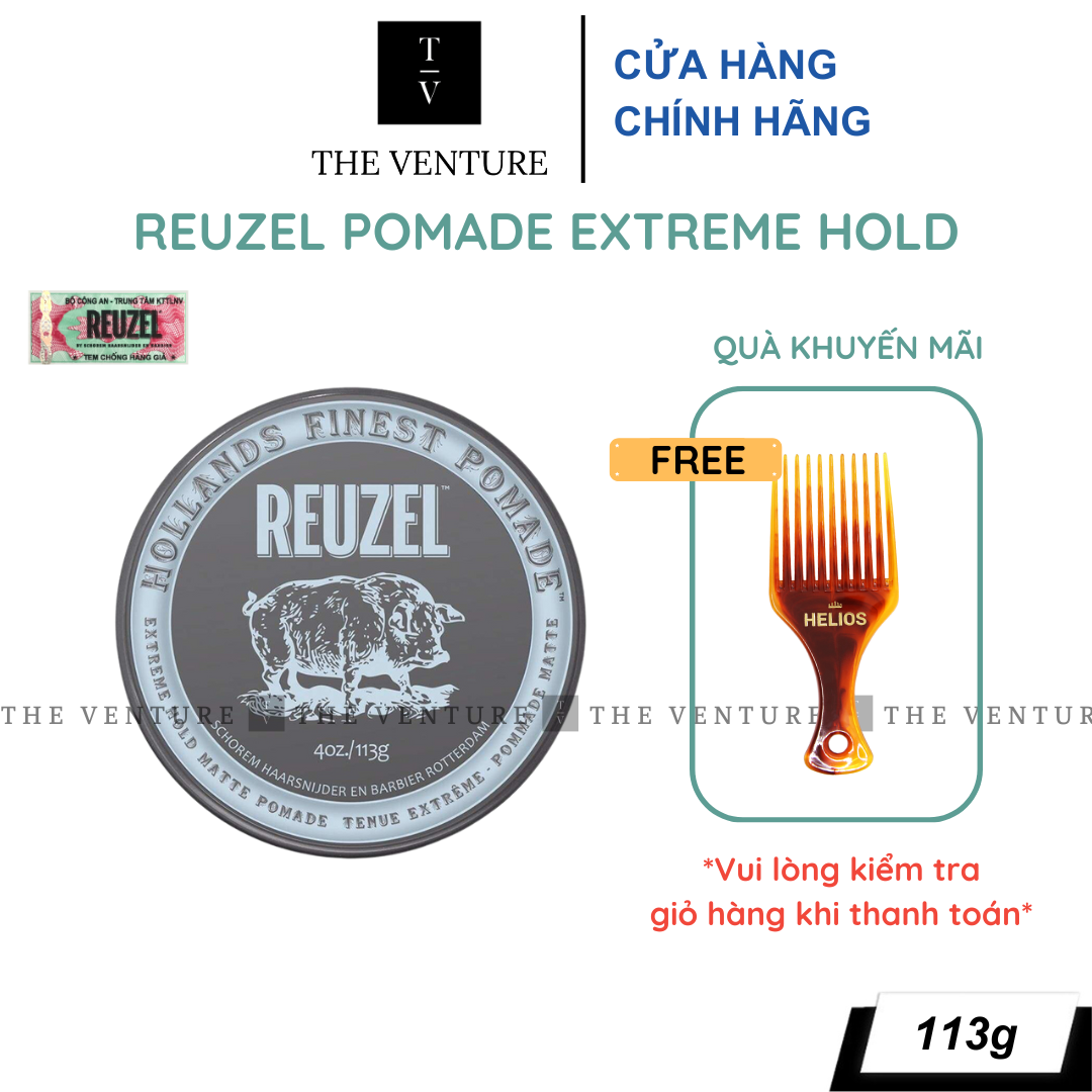 Sáp Vuốt Tóc Reuzel Extreme Hold Matte Pomade Chính Hãng - Pomade Heo Xám