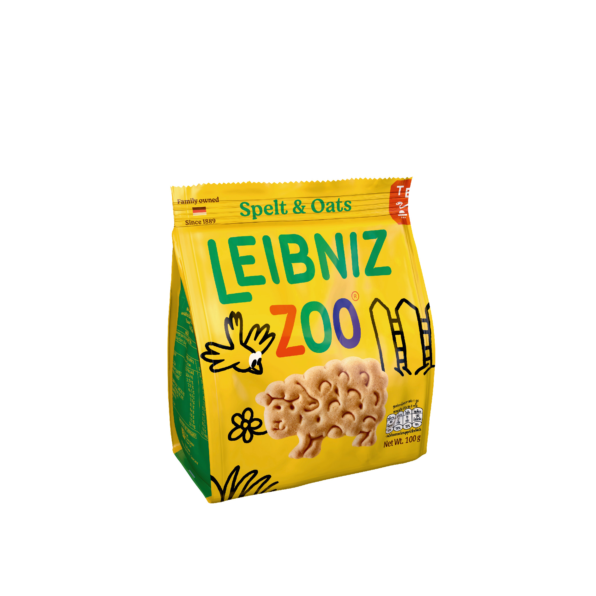 Bánh qui lúa mì & yến mạch hình thú Leibniz Zoo 100g