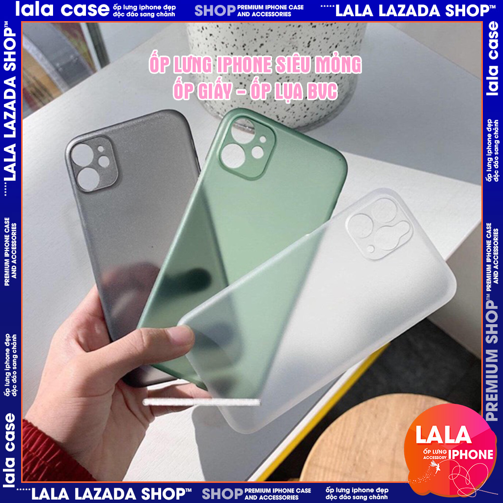 Ốp Lưng iphone siêu mỏng Chống Vân Tay Lụa/giấy nhám ip/6/6plus/6s/6splus/7/7plus/8/8plus/x/xs/11/12/13/pro/max/plus/promax/LALA/CASE