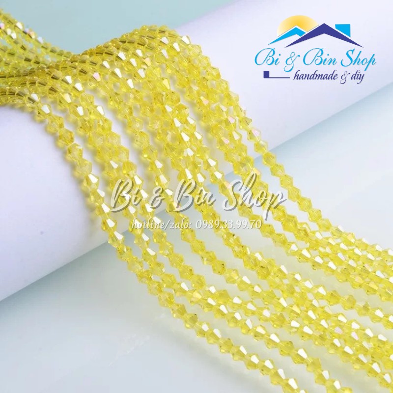 Chục 10 dây pha lê nón 4mm màu ánh cừ đính kết trang phục, làm trang sức handmade