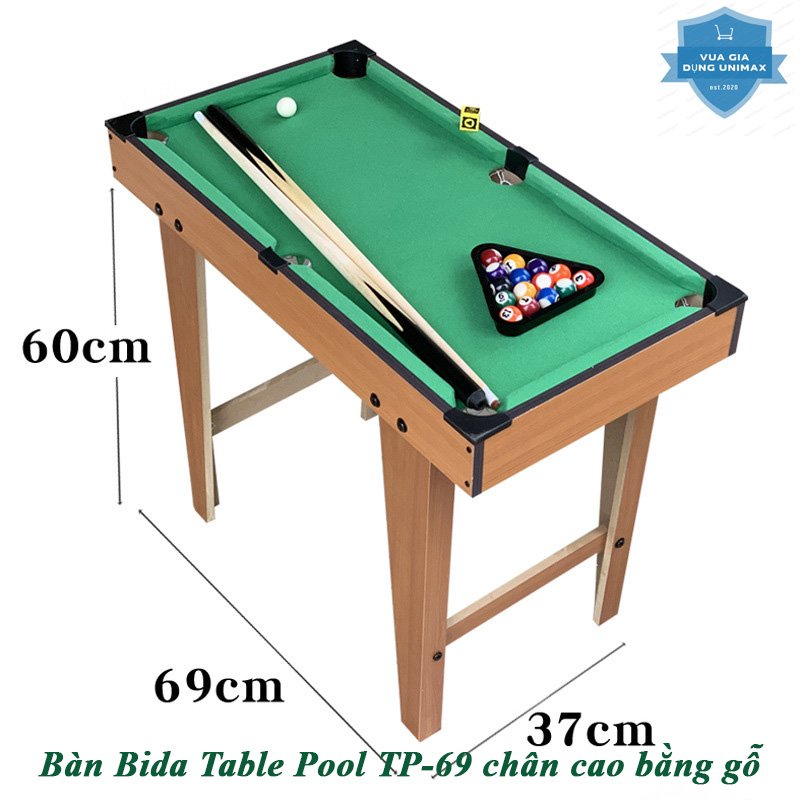 Đồ Chơi Bàn Bida (Bi-A) Bằng Gỗ Table Pool Tp-69 Chân Cao Rèn Luyện Tư Duy Rời Xa Điện Thoại- Món Quà Cho Bé