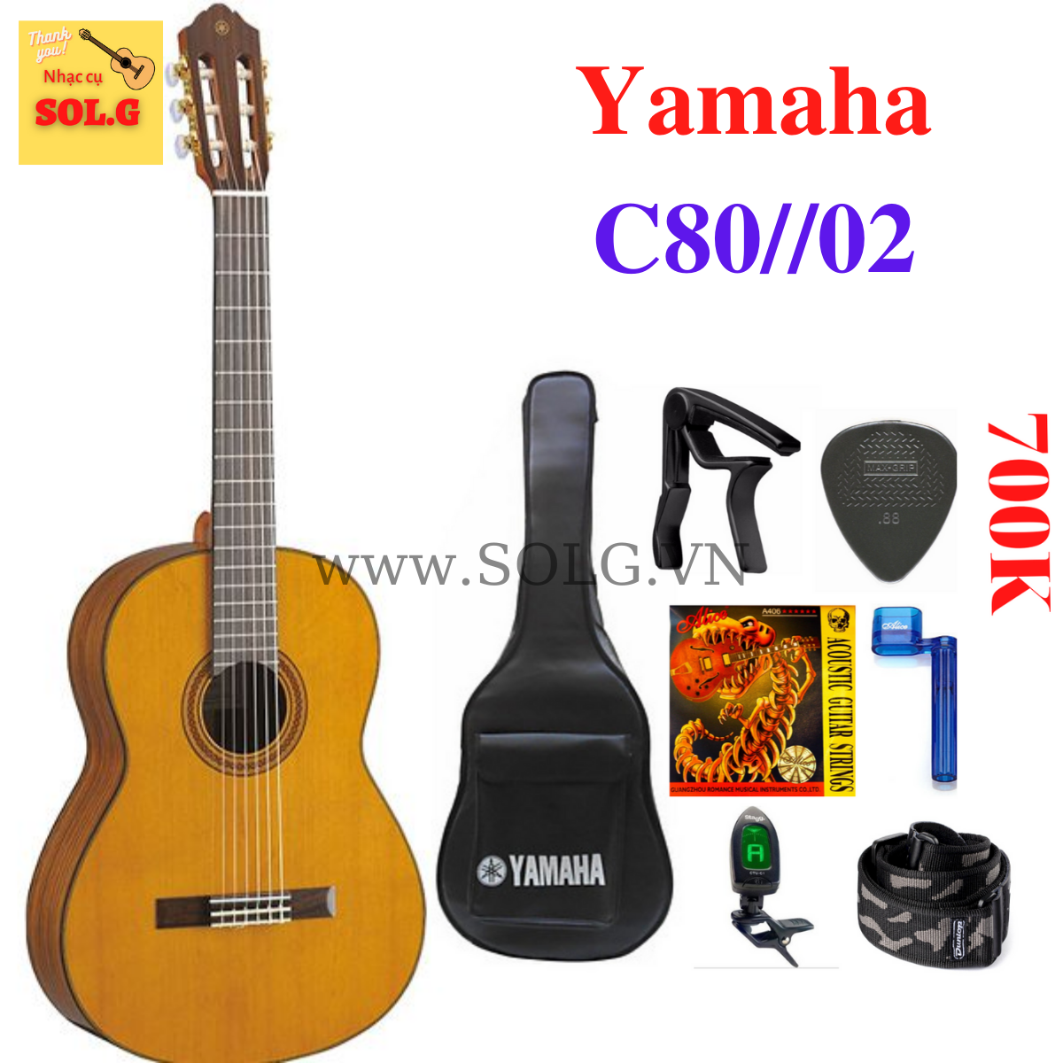Guitar Classic Yamaha C80 + Bộ Phụ Kiện