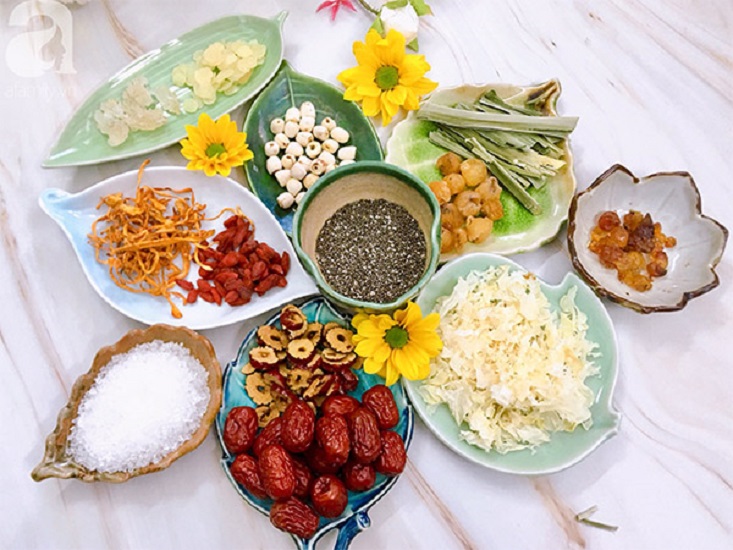 Combo sỉ 10 set chè dưỡng nhan, túi zip cứng 500g 14 vị, có kèm quà tự chọn