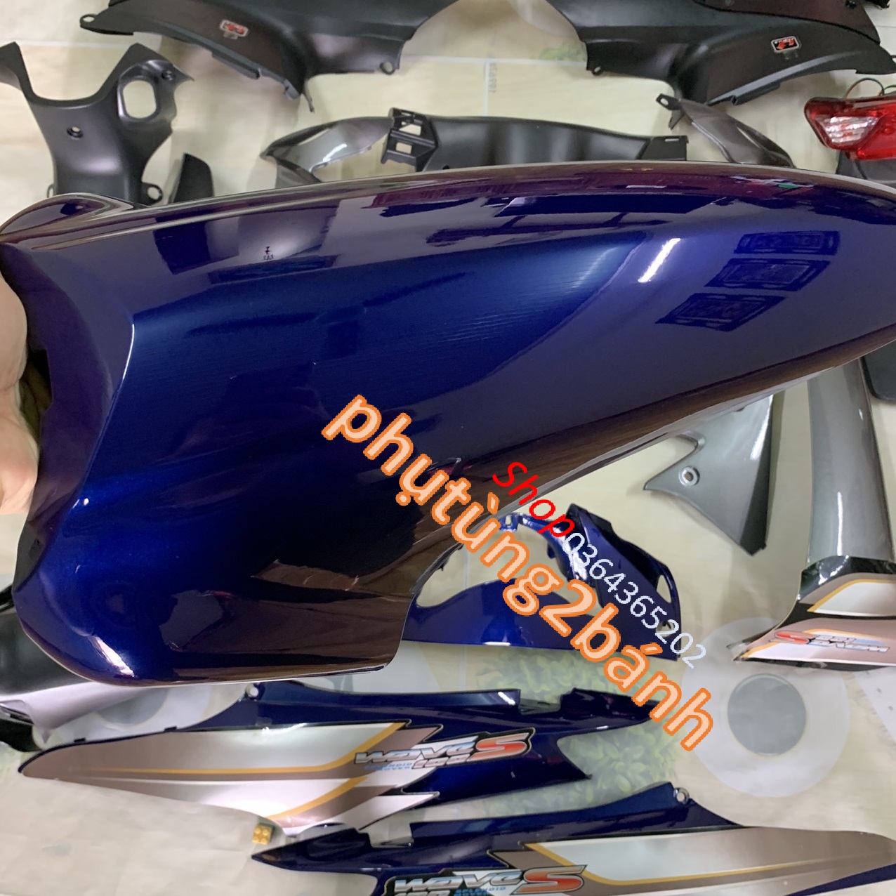 ( HOT ) Bộ vỏ nhựa -dàn áo xe wave A-wave RS-wave S100  MÀU XANH TÍM -mủ trắng ABS nguyên sinh loại 1