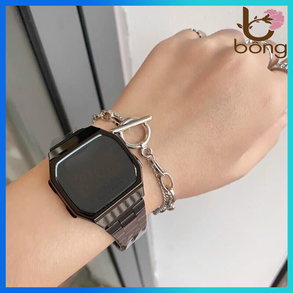 Đồng Hồ Điện Tử Nam Nữ Touch Watch Mặt Tráng Gương Đèn Led Cảm Ứng, Dây Thép Sang Trọng Dành Cho Giới Trẻ - Tặng Kèm Hộp