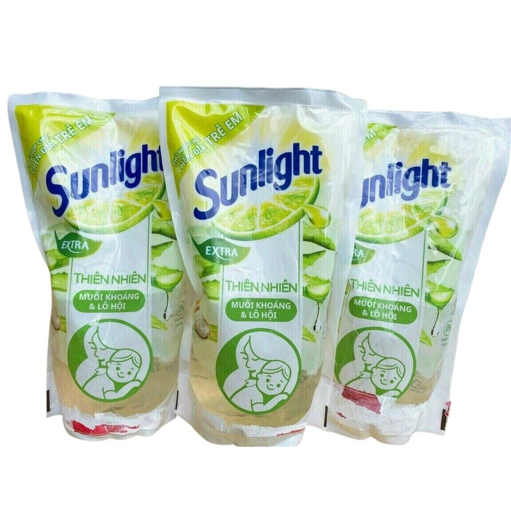 Combo 3 bịch nước rửa chén sunlight thiên nhiên muối khoáng & lô hội túi 550g*3- hàng tặng