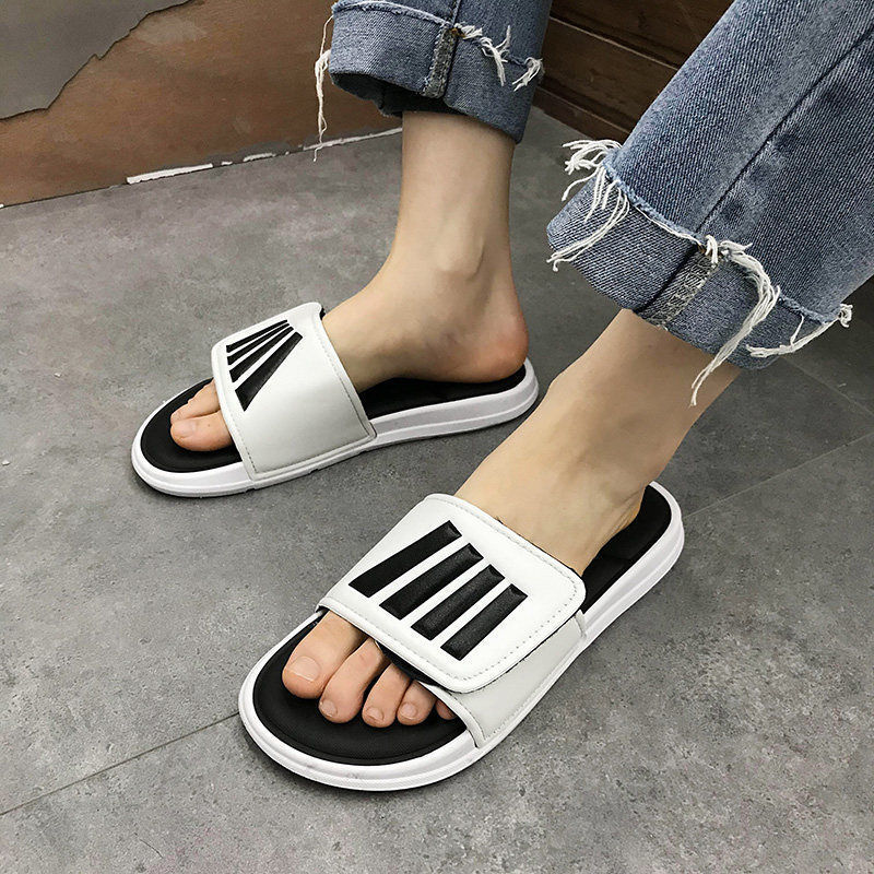 Dép nam nữ vạch đen trắng - quai xé dán - dép đôi ulzzang 2021 size 35/44