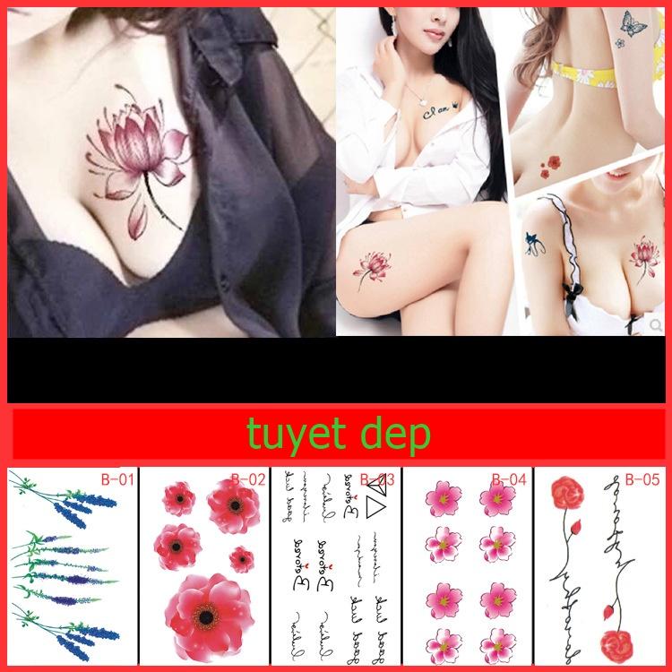 [mua 3 tặng 1] BỘ 100  Hình Xăm Dán Tattoo Xăm Nước Tha Thu 2019 đep