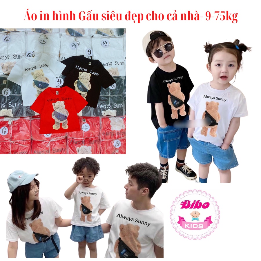 Áo gia đình, áo cặp in hình Gấu siêu đẹp, Áo đôi cho ba mẹ và cho bé gái trai