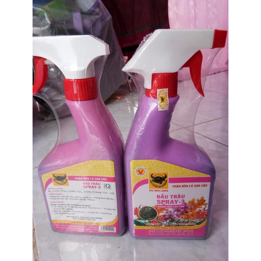Phân bón lá đầu trâu spray 3 dạng xịt - dưỡng hoa lâu tàn chai 500ml - spray3