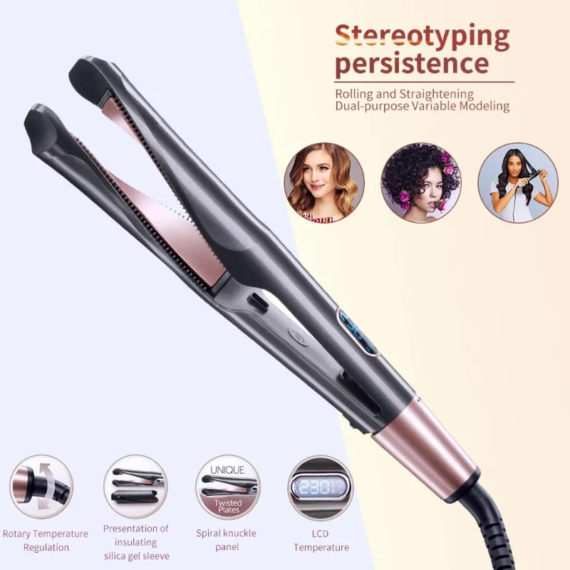 Tự động xoắn Xoắn uốn sắt quay uốn nóng lược tóc Curler công cụ tạo kiểu tóc điện nẹp thẳng bàn chải