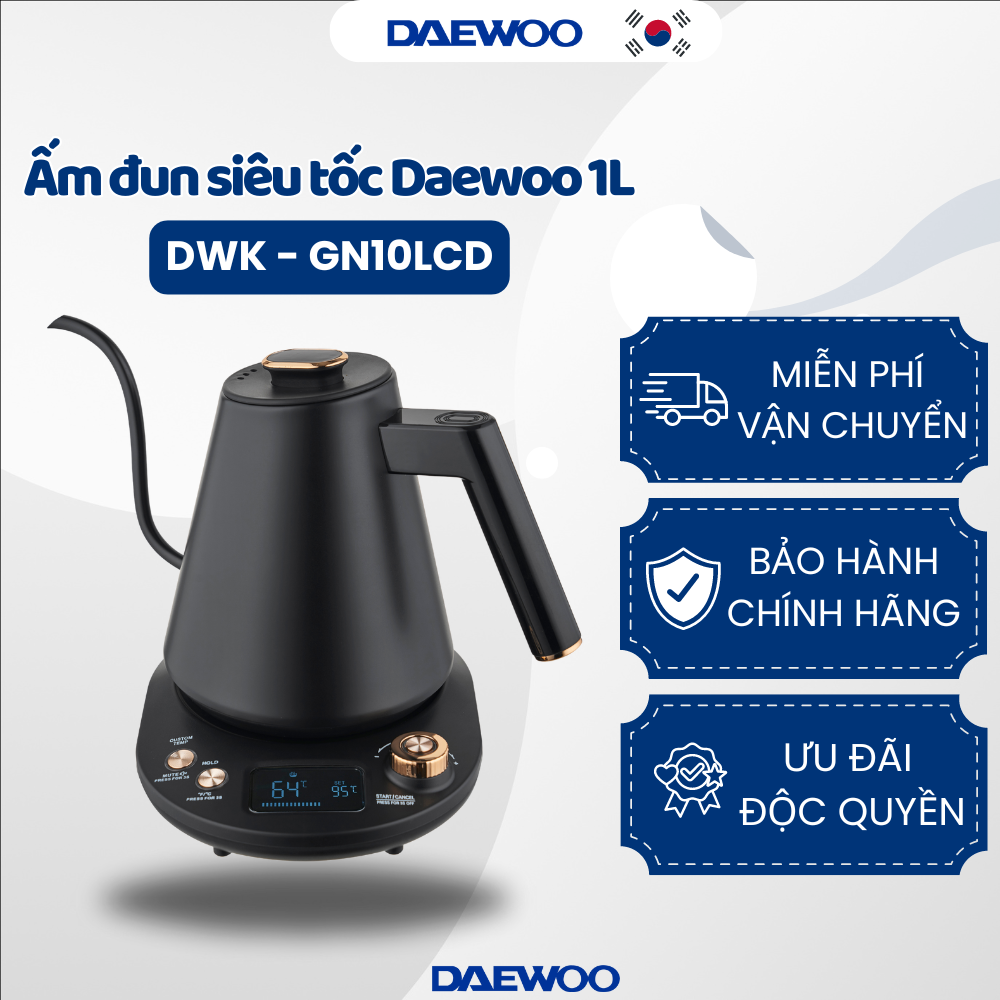Ấm đun siêu tốc daewoo dwk-gn10lcd - hàng chính hãng