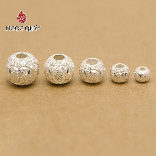 Charm bạc s925 hình tròn xỏ ngang có họa tiết size 5mm