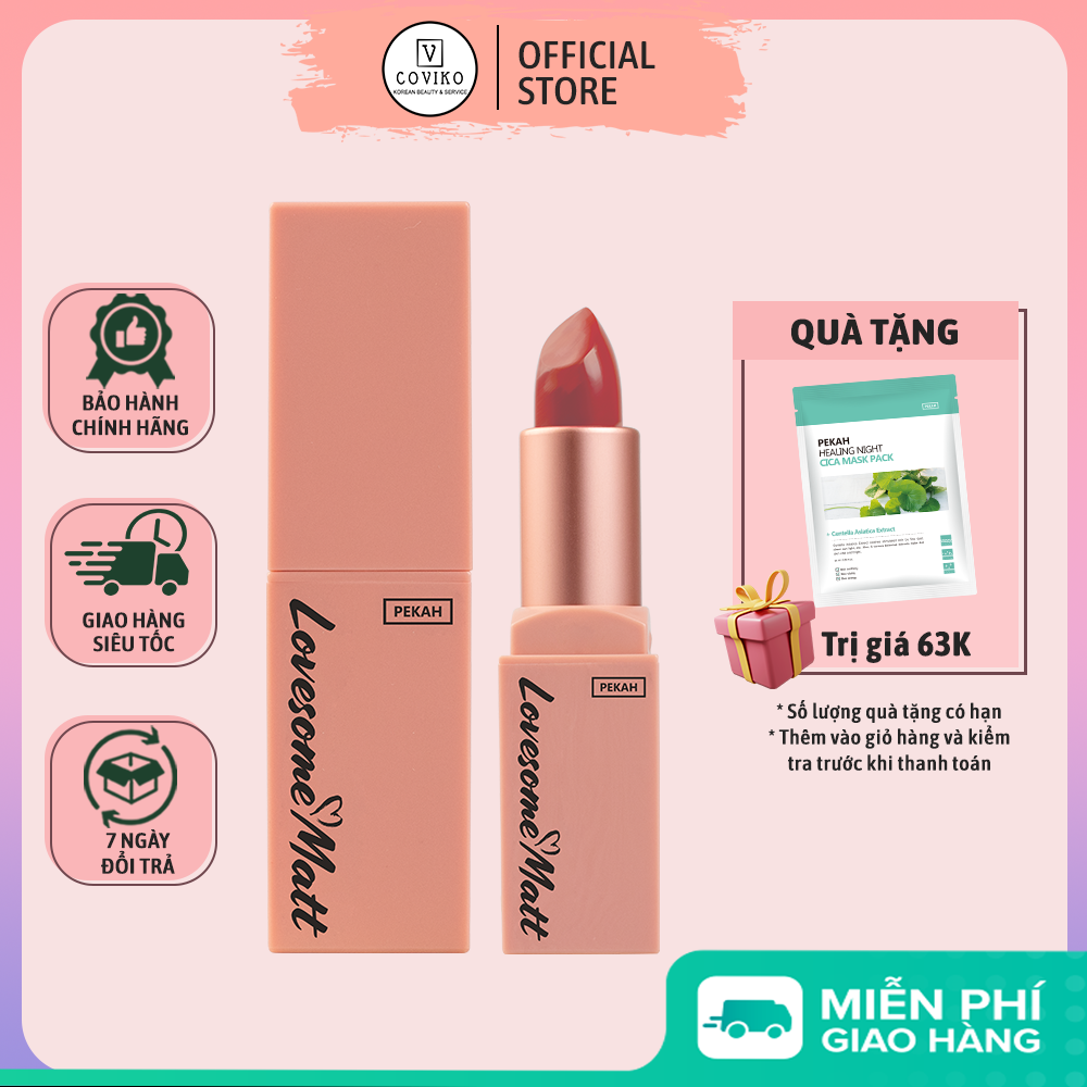 Son thỏi lì lâu trôi lovesome matt pekah lipstick 3.3g màu tự nhiên môi mềm mịn lâu trôi , không thấm nước | son thỏi lì chính hãng hàn quốc