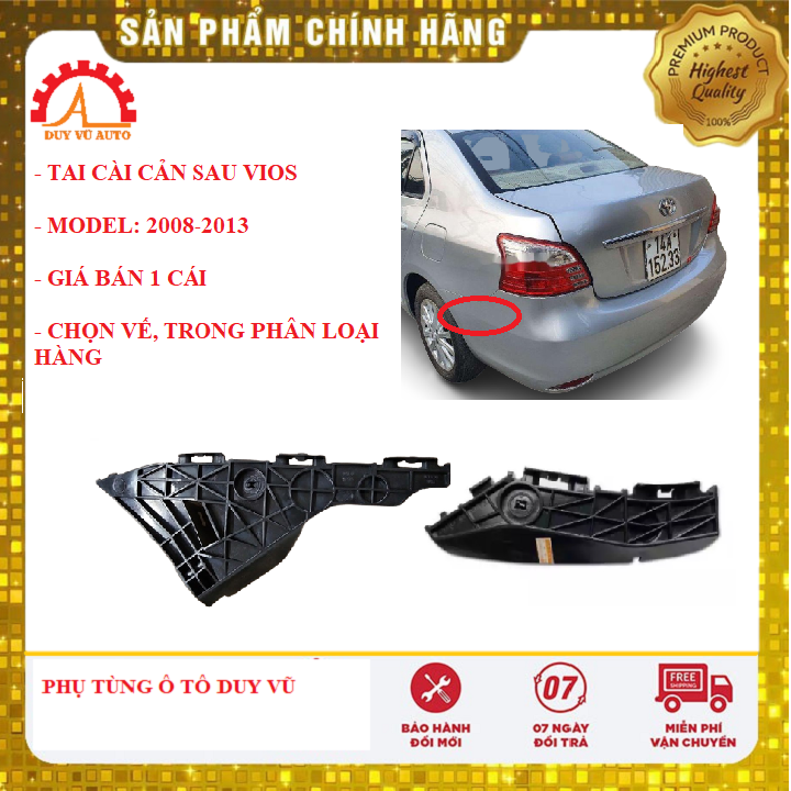 Phe cài cản sau toyota vios 2008, 2009, 2010, 2011, 2012, 2013