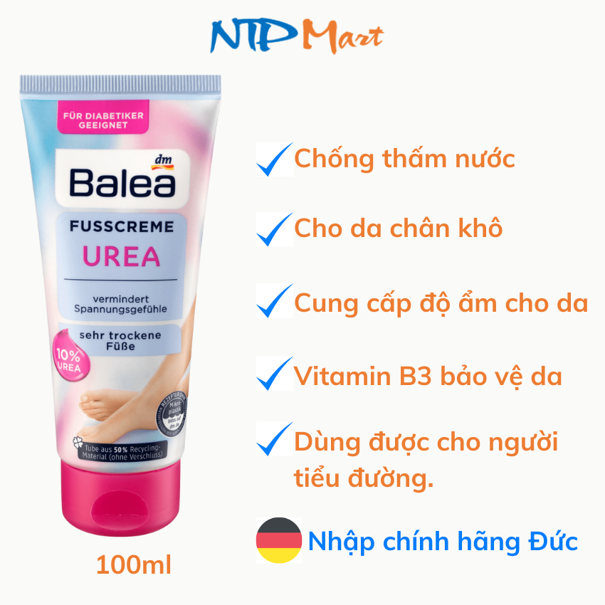 [HCM]Kem dưỡng da chân Balea Urea nhập khẩu từ Đức dung tích 100ml