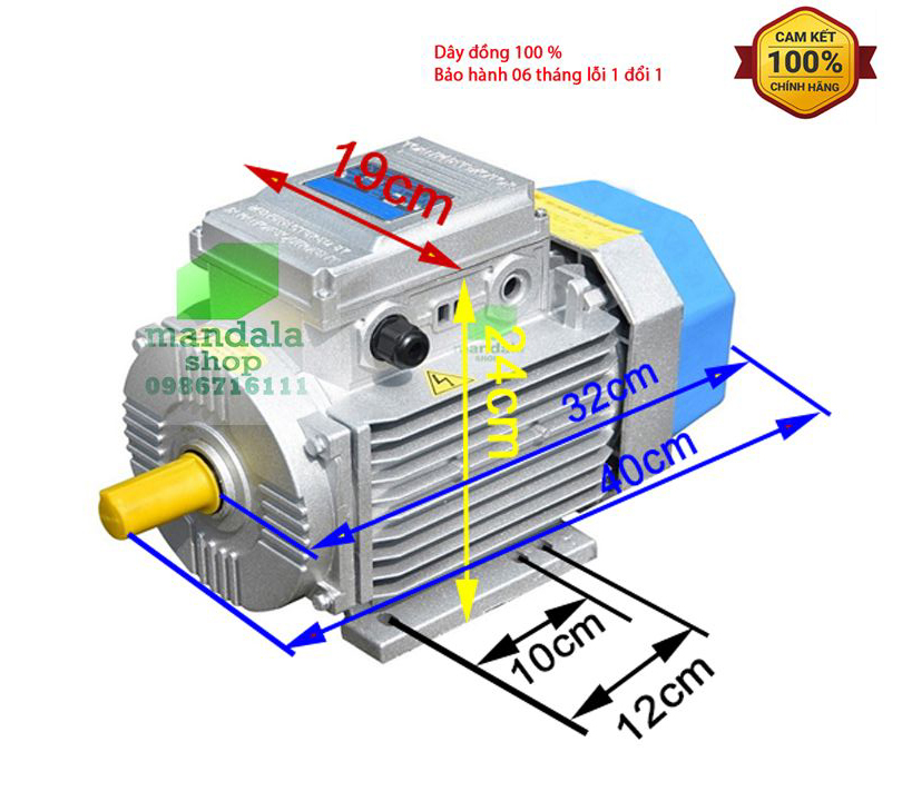 Mô tơ - động cơ điện toàn phát 2.2kw , tốc nhanh 2900v/p,điện 1pha 220v, dây đồng 100%