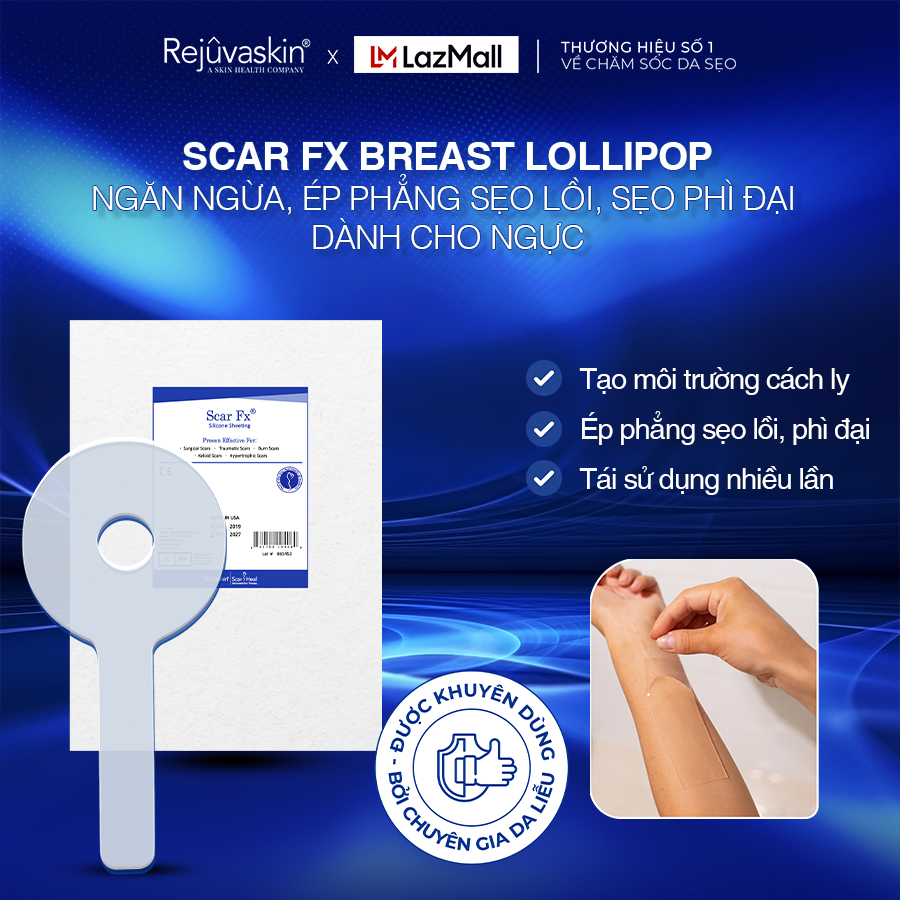 Miếng Dán Xóa Mờ Sẹo Phẫu Thuật Ngực Rejuvaskin Scar Fx Lollipop Breast Piece