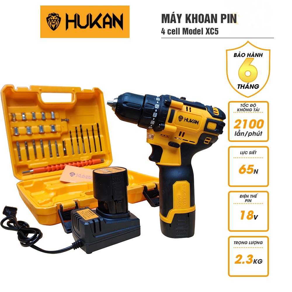 Máy Khoan Pin HUKAN XC5 Pin 4 cell động cơ không chổi than chính hãng