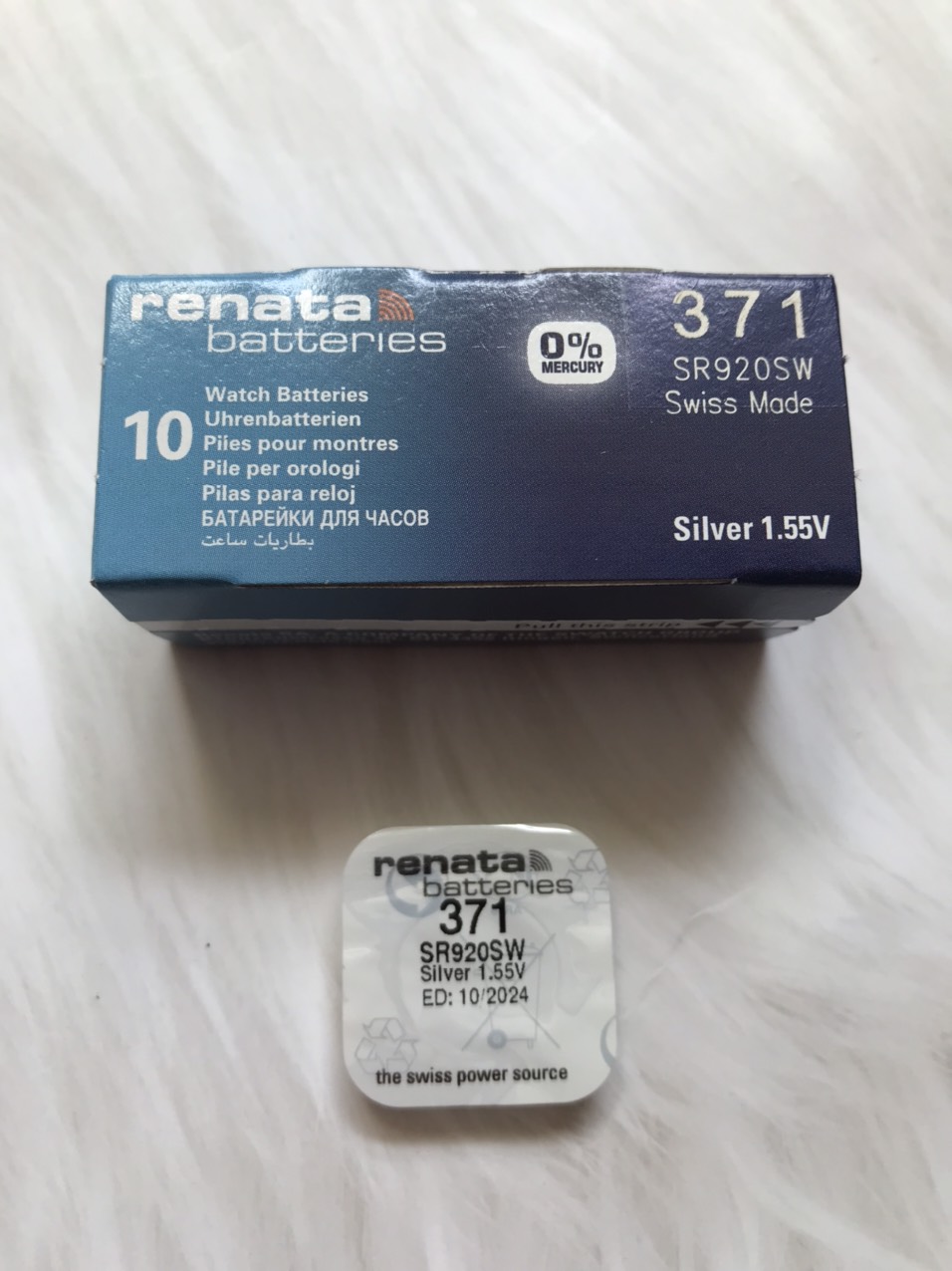 Pin đồng hồ renata 371 sr920sw ag6 silver oxide 1.55v chính hãng renata thụy sĩ - vỉ 1 viên