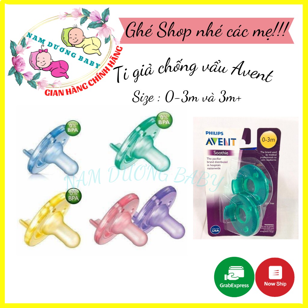 Ti giả avent sz 0-3m, 3m+ chống vẩu cho bé