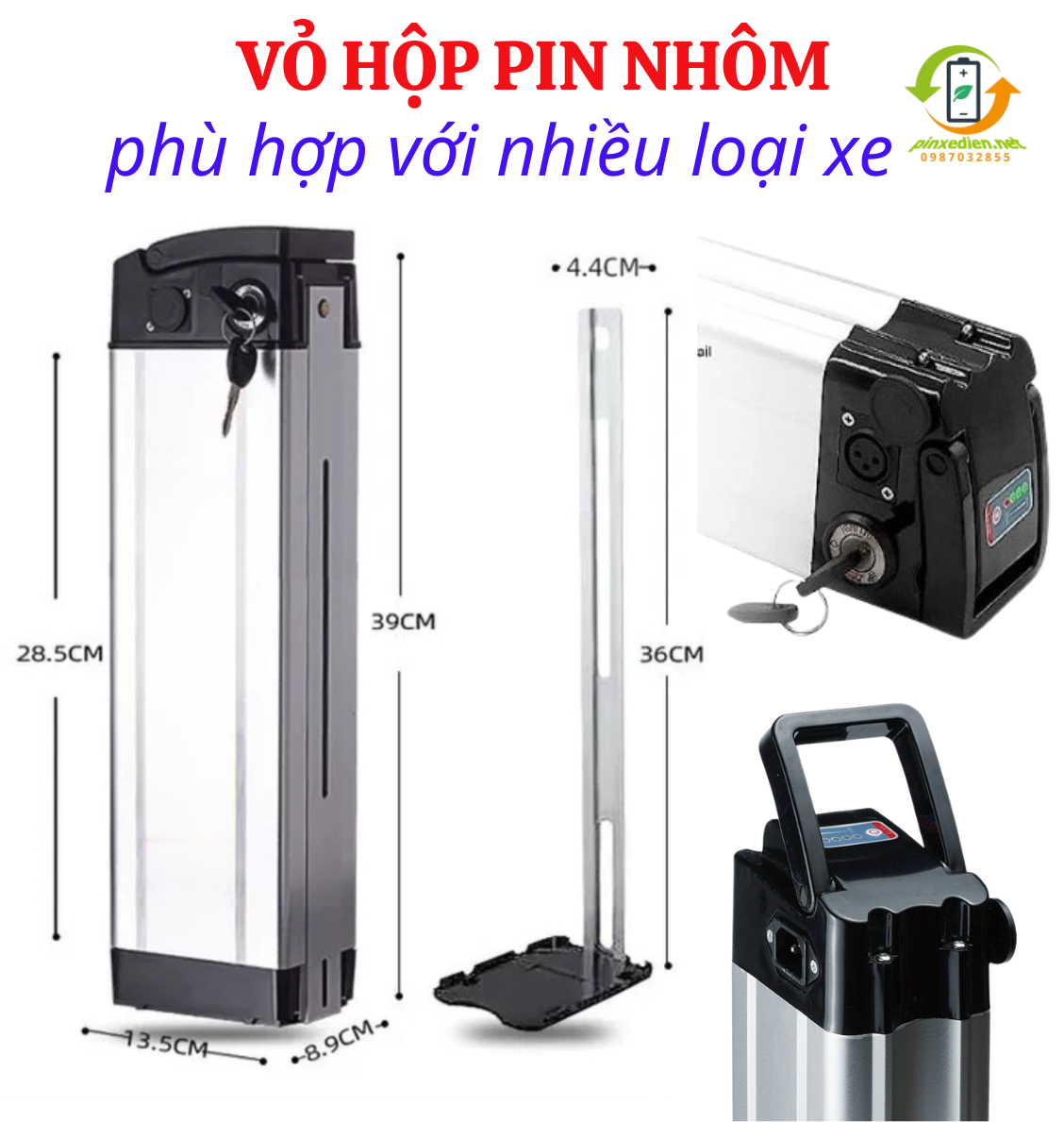 Vỏ hộp nhôm pin xe đạp điện 24V 36V 48V phù hợp với mọi loại xe
