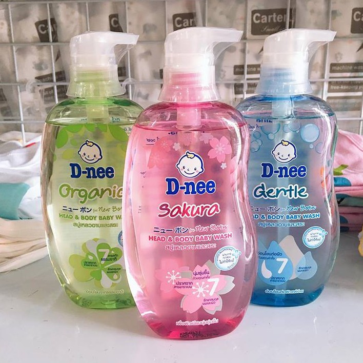 Sữa tắm gội toàn thân em bé Dnee xanh lá 380ml