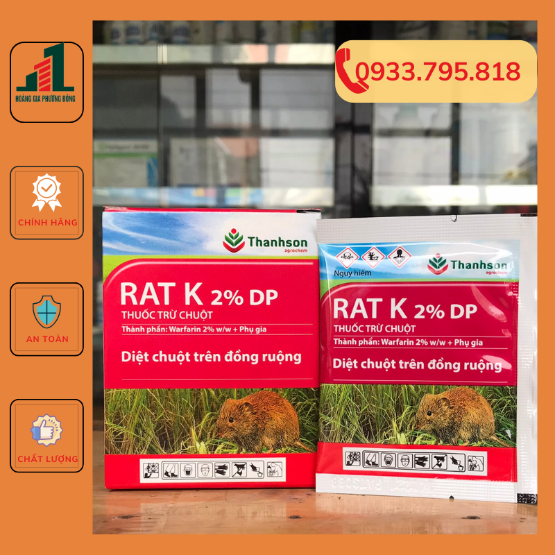 Thuốc diệt chuột dạng bột Rat K 2% DP - diệt chuột trên đồng ruộng (gói 10g)