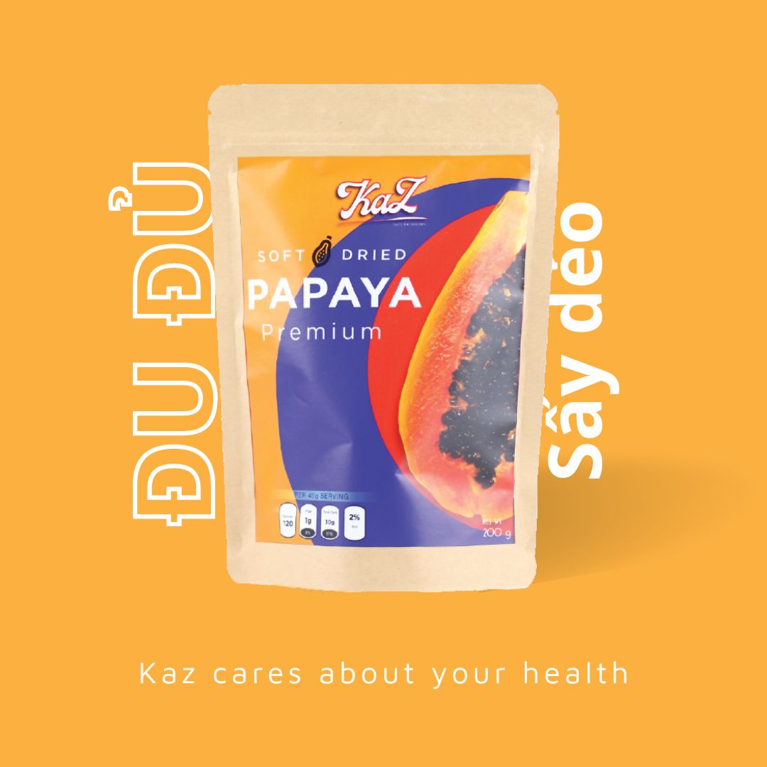 Đu đủ sấy dẻo kaz 200g - soft dried papaya