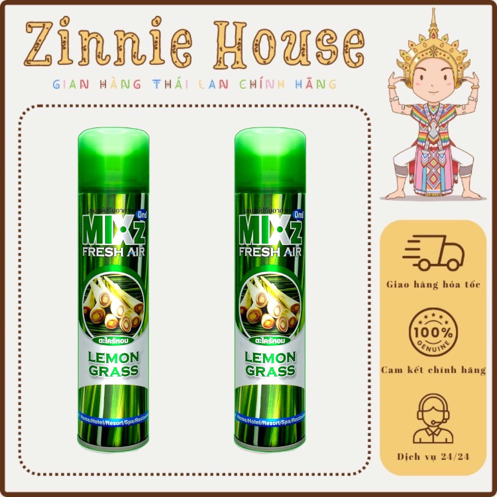 Xịt phòng hương sả chanh mixz fresh air lemongrass 320ml