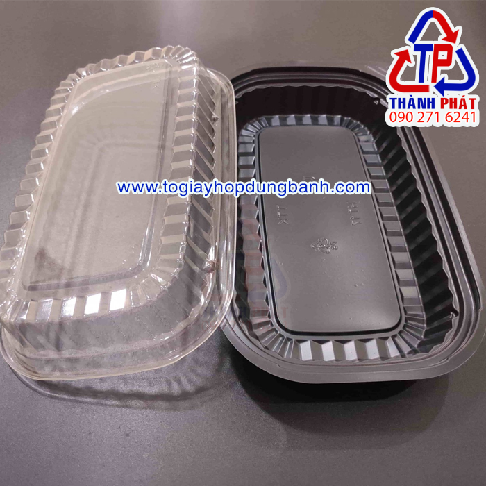 50c hộp ht17 - hộp nhựa đựng bánh su - hộp đế đen đựng cơm 1 ngăn - hộp 1 ngăn đựng thức ăn