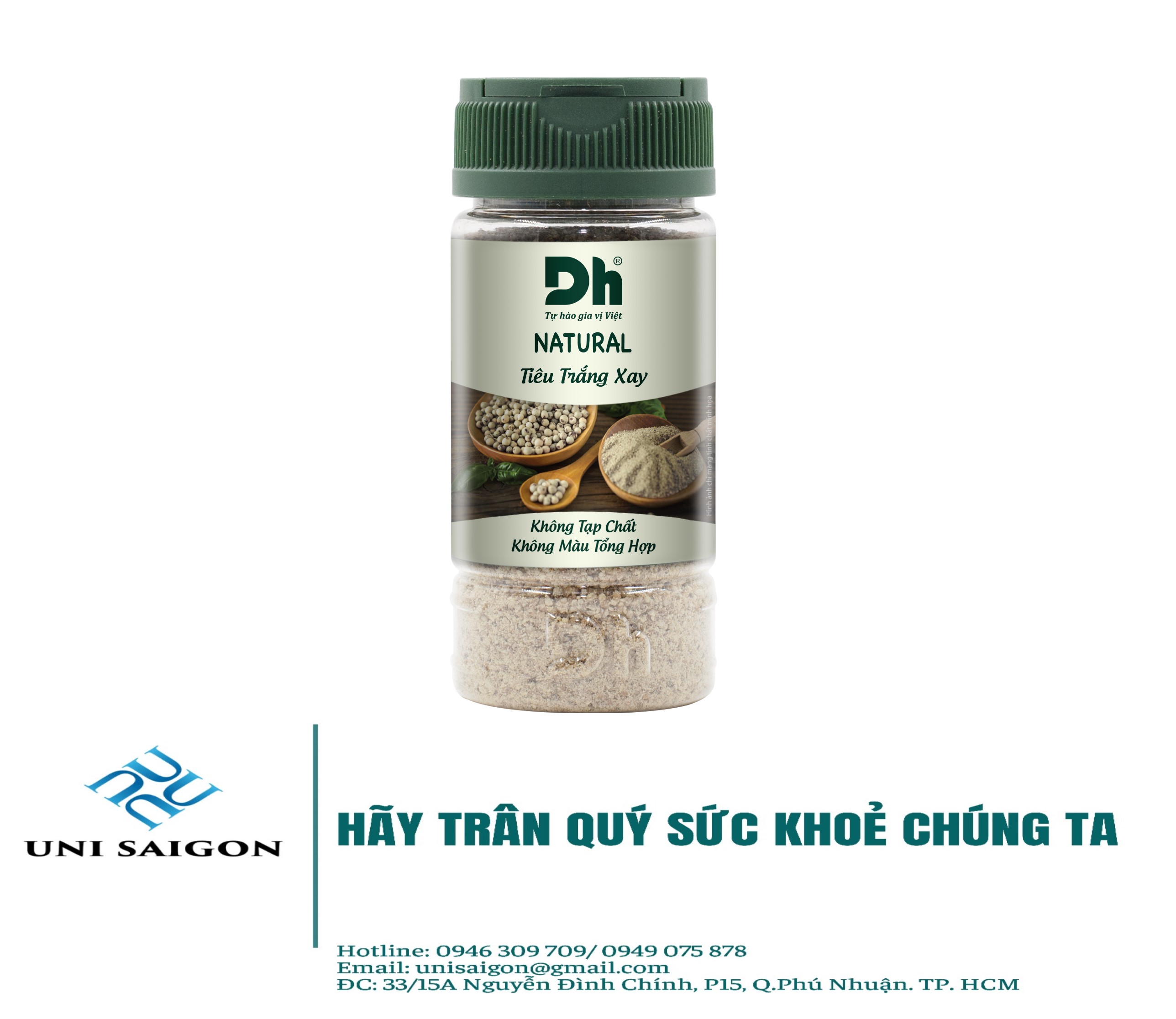 Natural Tiêu Trắng Xay (45G/Hũ) - Thương hiệu DH Foods