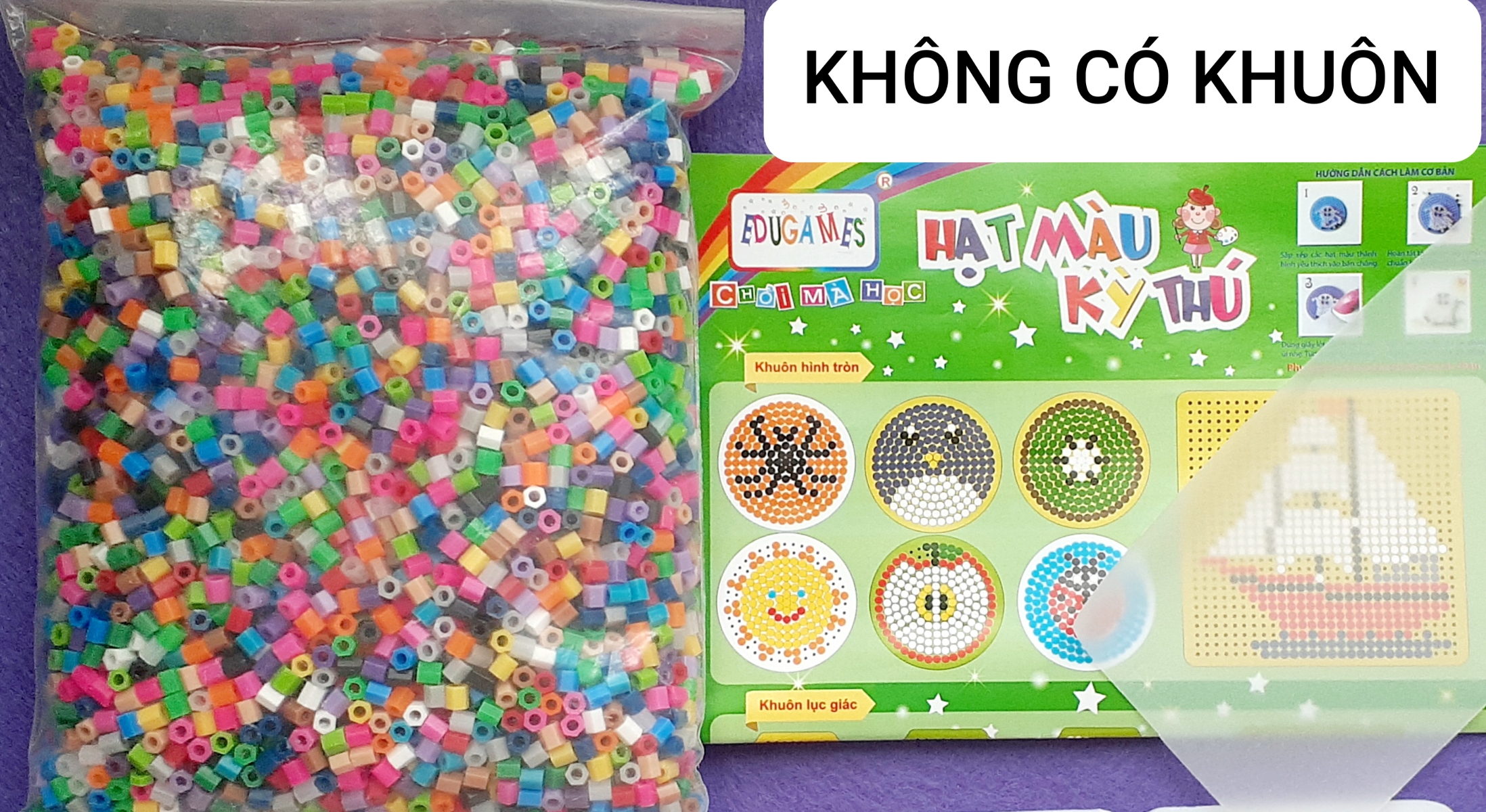 Hạt màu 500g Edugames. tặng giấy ủi+hướng dẫn