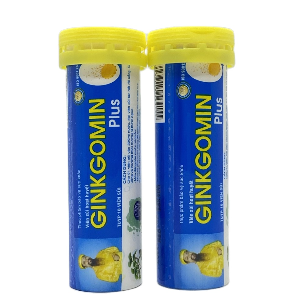[hàng chính hãng] Sủi bổ não Ginkgomin Plus -Giúp hoạt huyết , tăng cường lưu thông máu lên não , rối loanjb tiền đình , hoa mắt , chóng mặt , kém tập chung - 1 tuýp  10 viên sủi.
