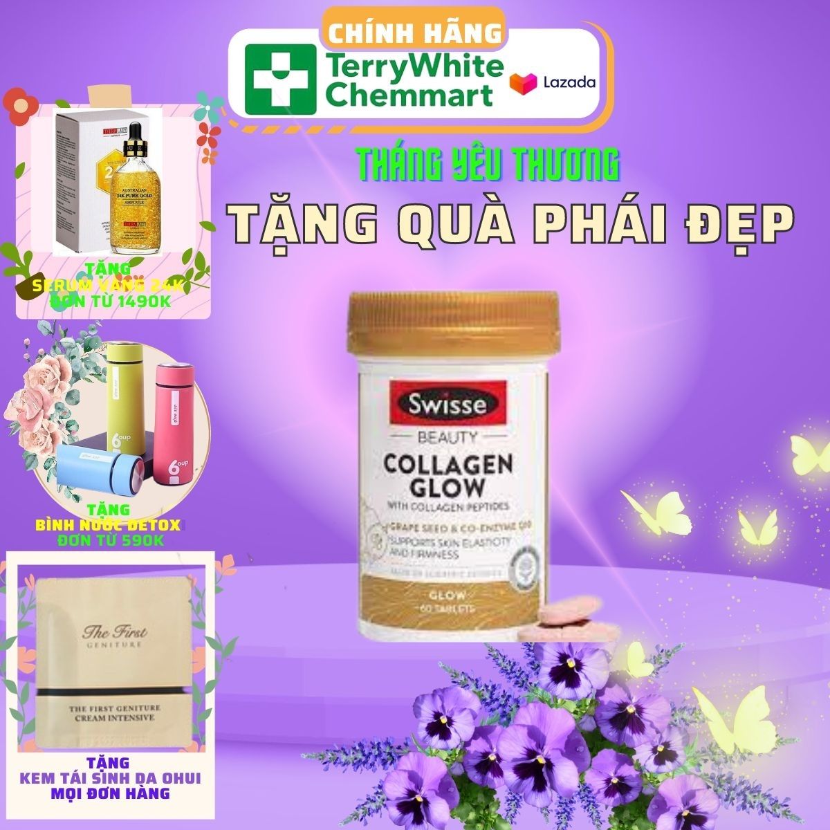 Viên uống đẹp da Swisse Collagen Beauty Glow cải thiện đàn hồi và săn chắc da 60 viên