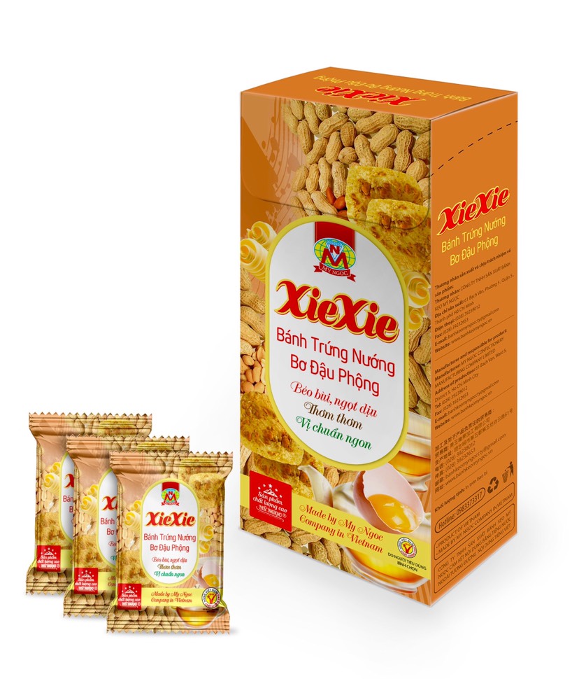 XieXie - 250g Bánh trứng nướng BƠ tươi ĐẬU PHỘNG sữa, CÓ vitaE và CHẤT CHỐNG OXY HÓA giảm nếp nhăn, Thơm BƠ TƯƠI - béo ĐẬU PHỘNG - GIÒN rụm, KHÔNG hóa chất độc hại, ĐẢM BẢO tiêu chuẩn của Ban Quản Lý An Toàn Thực PhẩmHCM