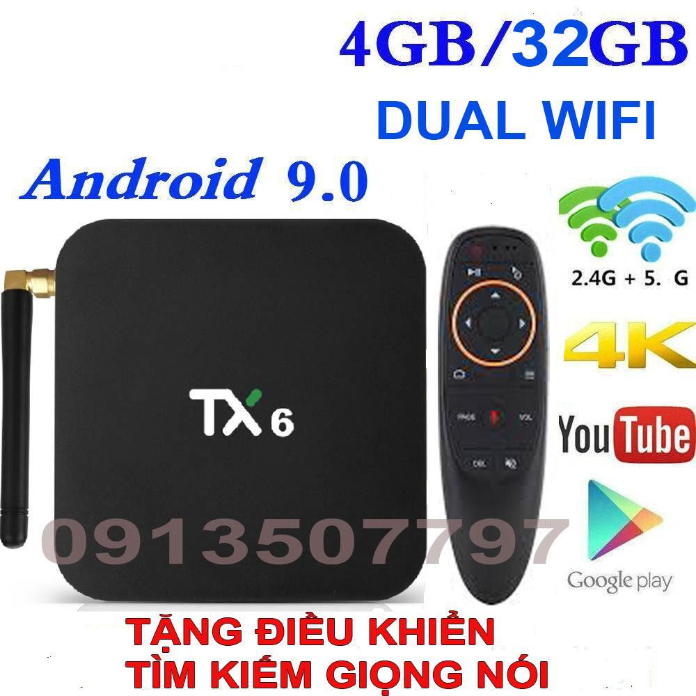Android tv box tx6 ram 4g dual wifi có bluetooth tặng khiển tìm kiếm giọng nói
