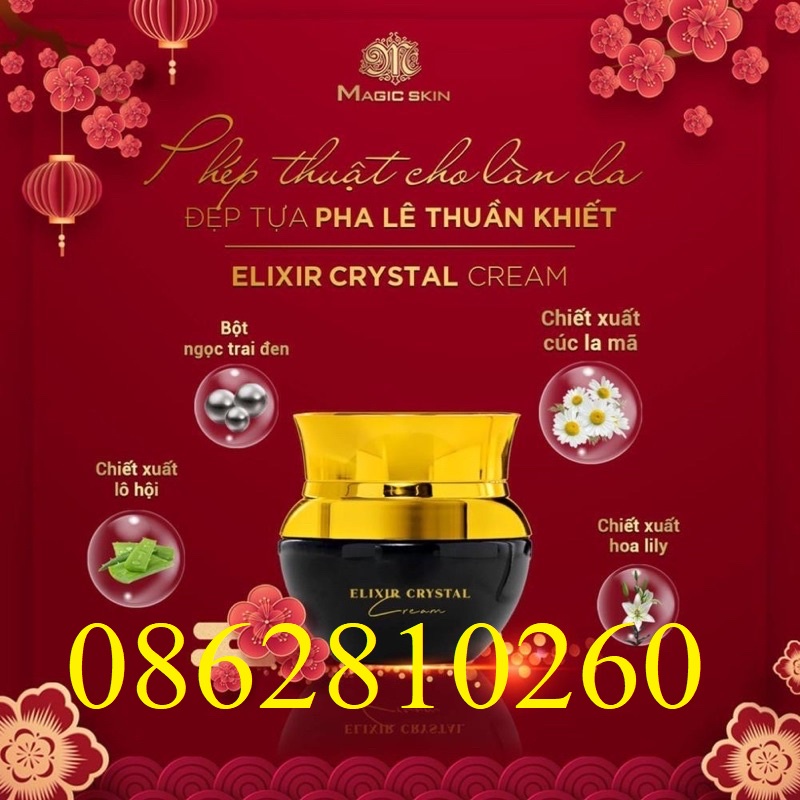 Kem dưỡng Ngọc Trai Đen Elixir Crystal Cream Magic Skin 👍 giúp da CĂNG BÓNG, SE KHÍT, NGỪA NÁM ✔ CÓ CHỐNG NẮNG