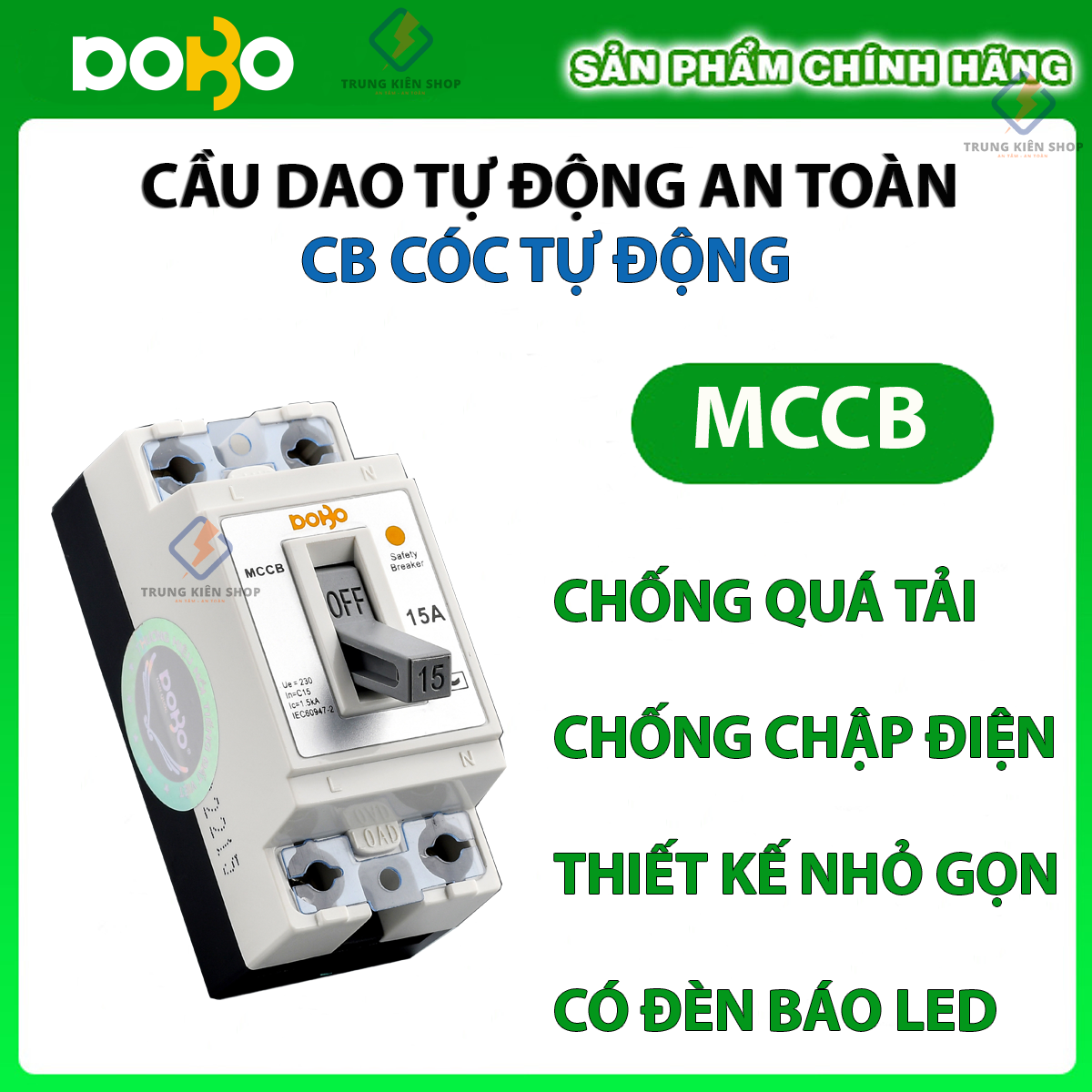 [HÀNG CHÍNH HÃNG]  Cầu Dao Tự Động (CB khối, aptomat cóc - Không chống giật) DOBO Hàn Quốc siêu nhạy chống quá tải - Siêu nhạy - Bảo vệ quá tải - Bảo Hành Chính Hãng 12 tháng