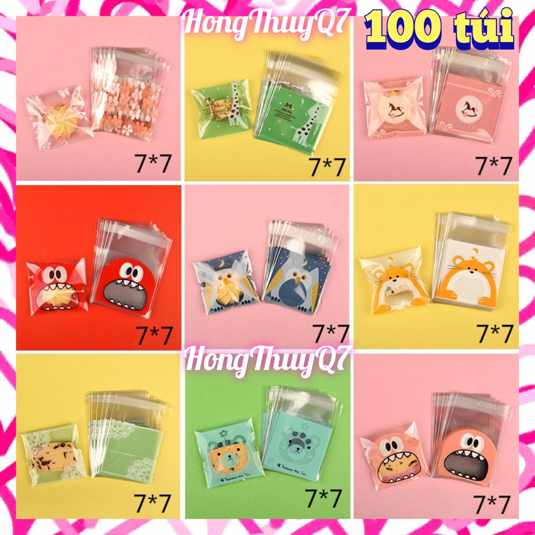 Set 100 Túi nhiều mẫu đựng bánh kẹo 7x7+3cm sinh nhật, ngày Tết, quà tặng /MS1.23./ - HongThuyQ7