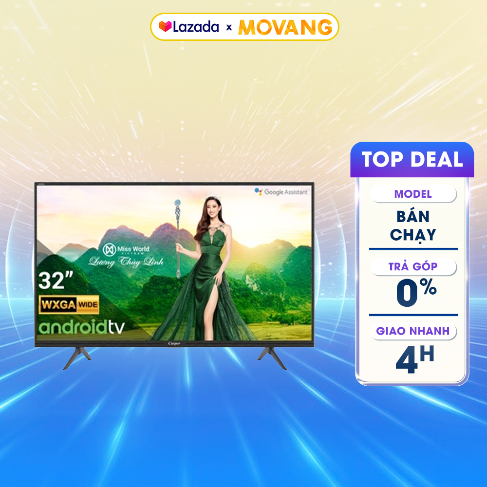 - smart tivi casper 32 inch 32hg5200 - hệ điều hành android 9.0 - loại màn hình led nền va lcd