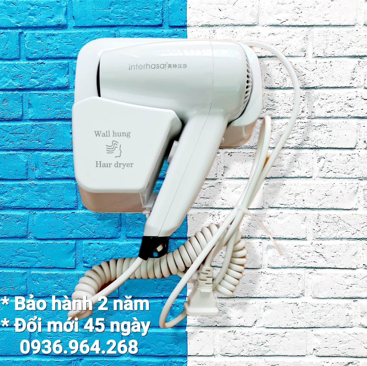 Máy sấy tóc treo tường INTERHASHA HÀN QUỐC, bảo hành 2 năm