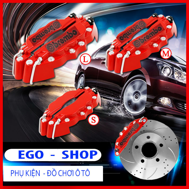 Ốp má phanh BREM.BO hợp kim nhôm cao cấp 1 bộ 2 chiếc độ xe cực chất cho xe ô tô đủ size S-M-L, Dùng cho mâm xe từ 13-21inch.