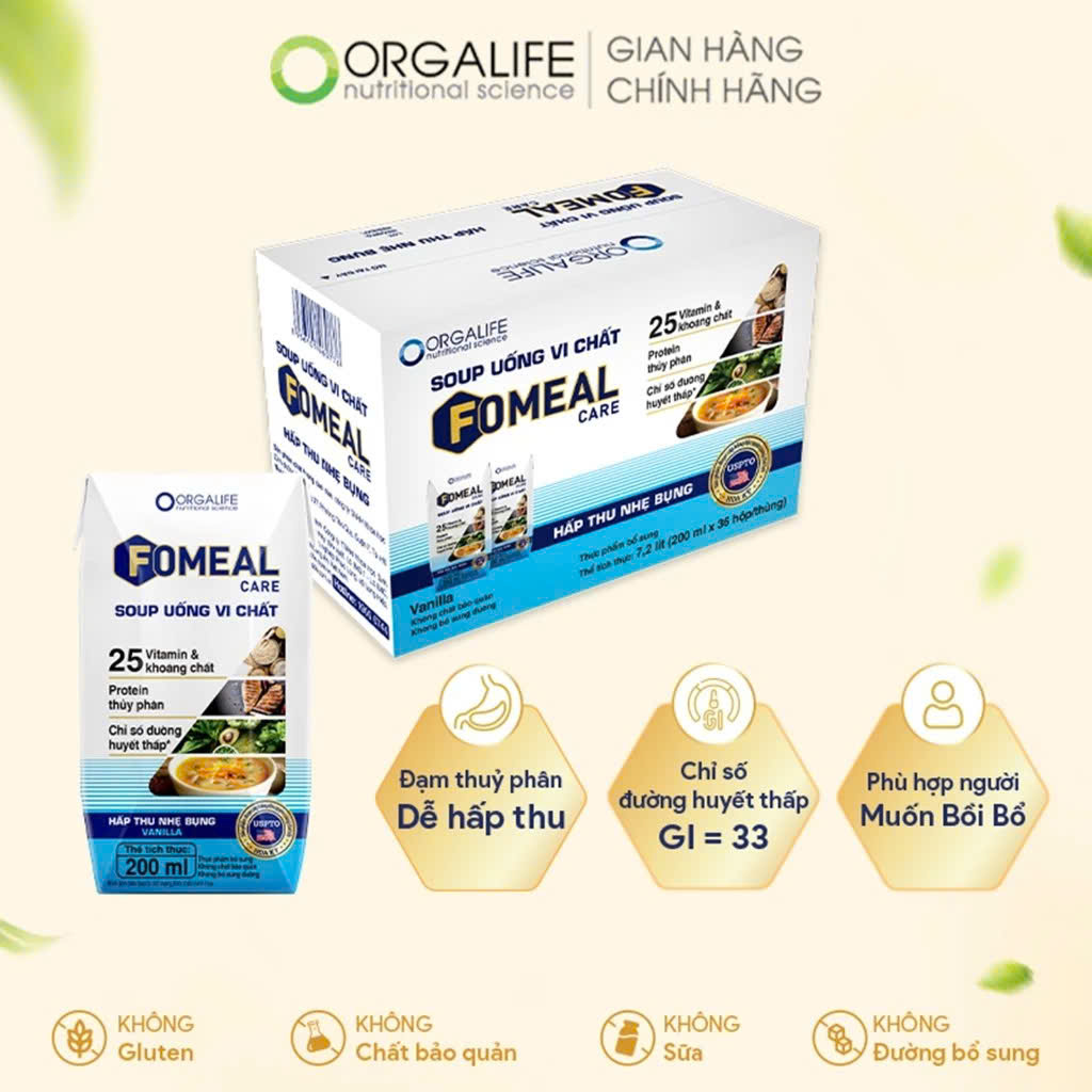 FOMEAL CARE - Thay thế bữa ăn dễ hấp thu tăng đề kháng Hộp 200ML