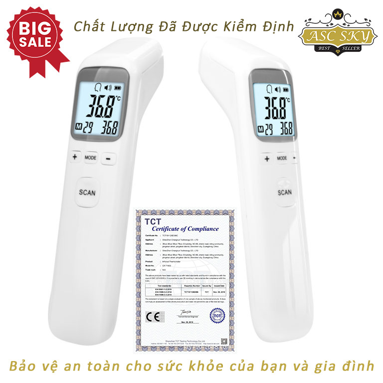 Máy Bắn Nhiệt Kế Hồng Ngoại CK T1803, Máy Đo Nhiệt Độ Cơ Thể Chính Xác, Bảo Vệ An Toàn Cho Bạn Và Gia Đình - Bảo Hành 6 Tháng - Tặng Kèm Cặp Pin