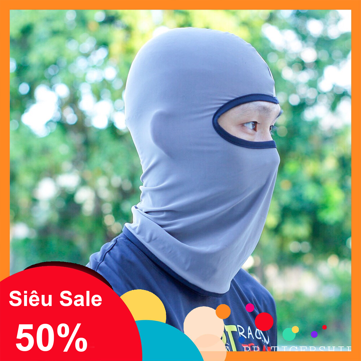 Khăn trùm đầu Ninja Full xám chất liệu thun lạnh co giãn chống nắng, chống bụi bảo vệ da mặt da mặt, da đầu vô cùng hiệu quả