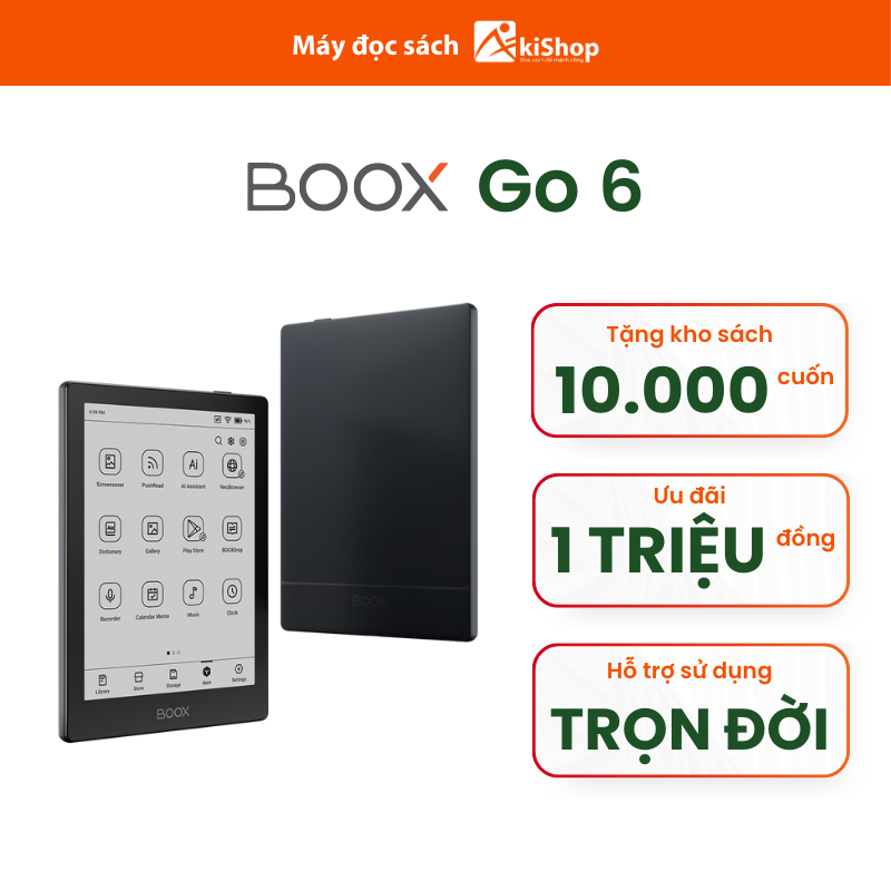 Máy đọc sách Boox Go 6 Chính hãng Akishop Giá  4,990,000 Đồng*Miễn phí vận chuyển