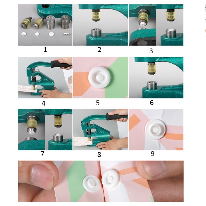 Cúc và cối tán cúc nhựa T3 T5 T09 lắp máy dập tay - dụng cụ phụ kiện đóng quần áo
