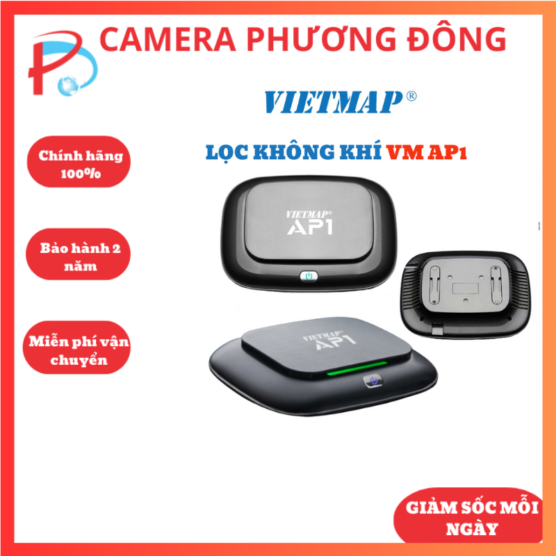 Máy lọc Không khí ô tô Vietmap AP1 - Khử mùi-Diệt khuẩn-Lọc bụi PM2.5 - Tận hưởng cuộc sống xanh - Hàng chính hãng VM-AP1