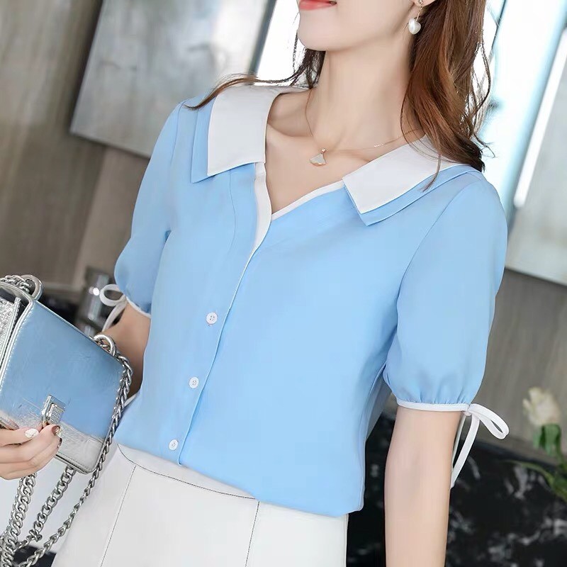 Áo cổ bẻ phối màu